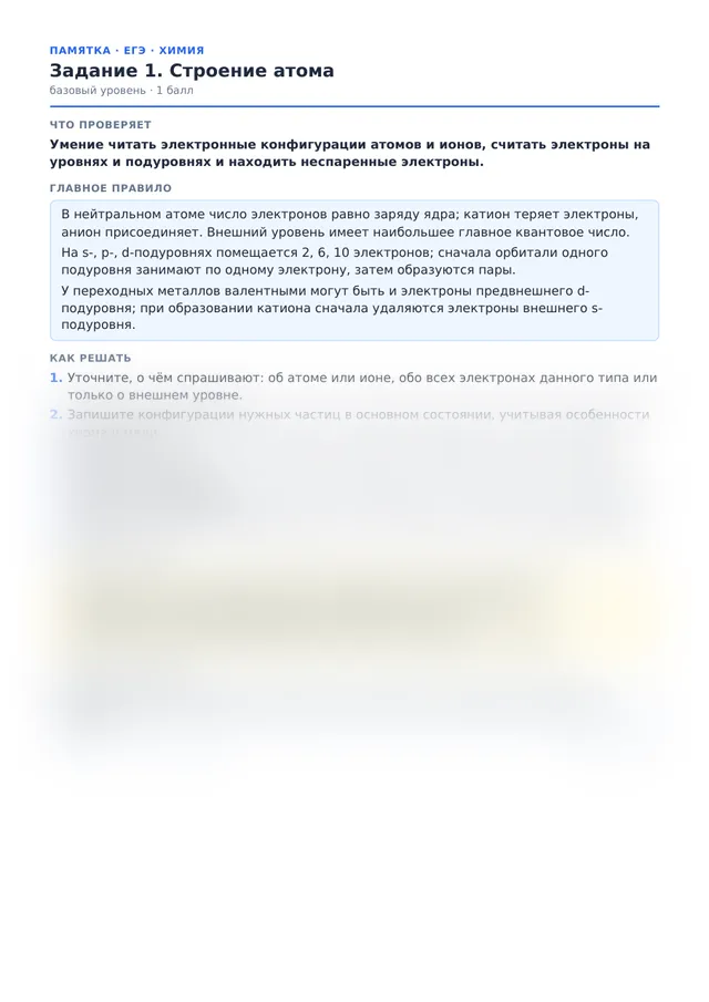 Начало памятки к заданию 1