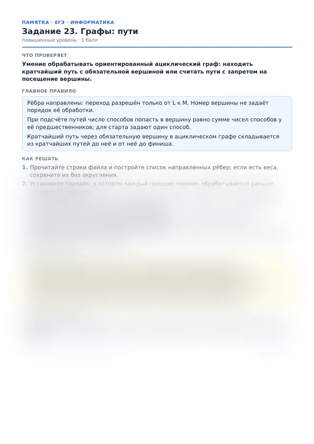 Начало памятки к заданию 23
