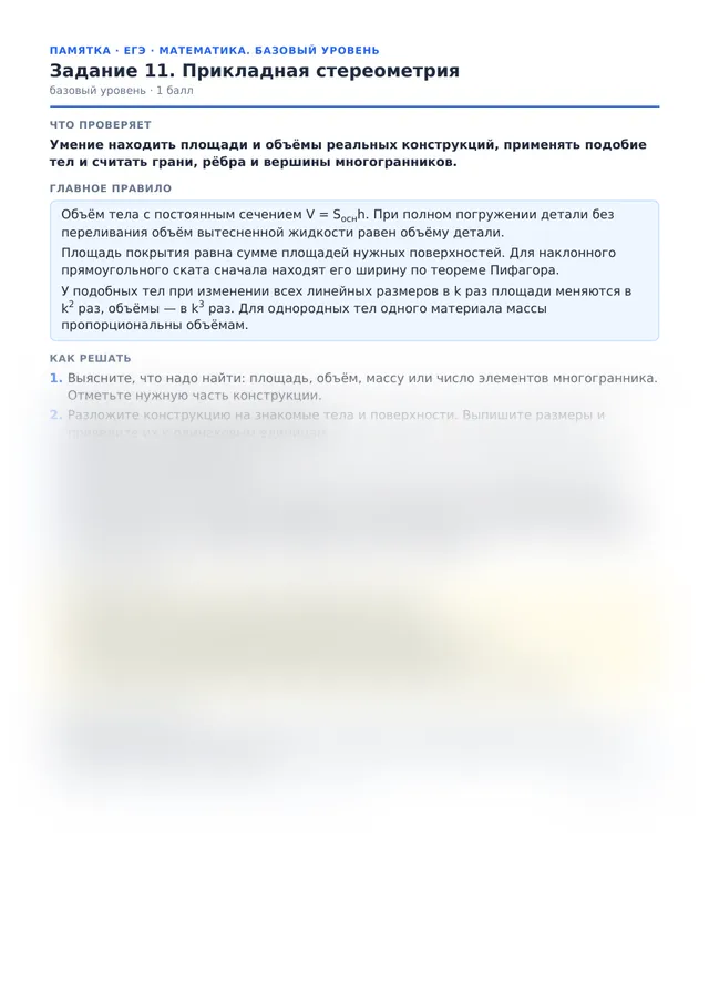 Начало памятки к заданию 11