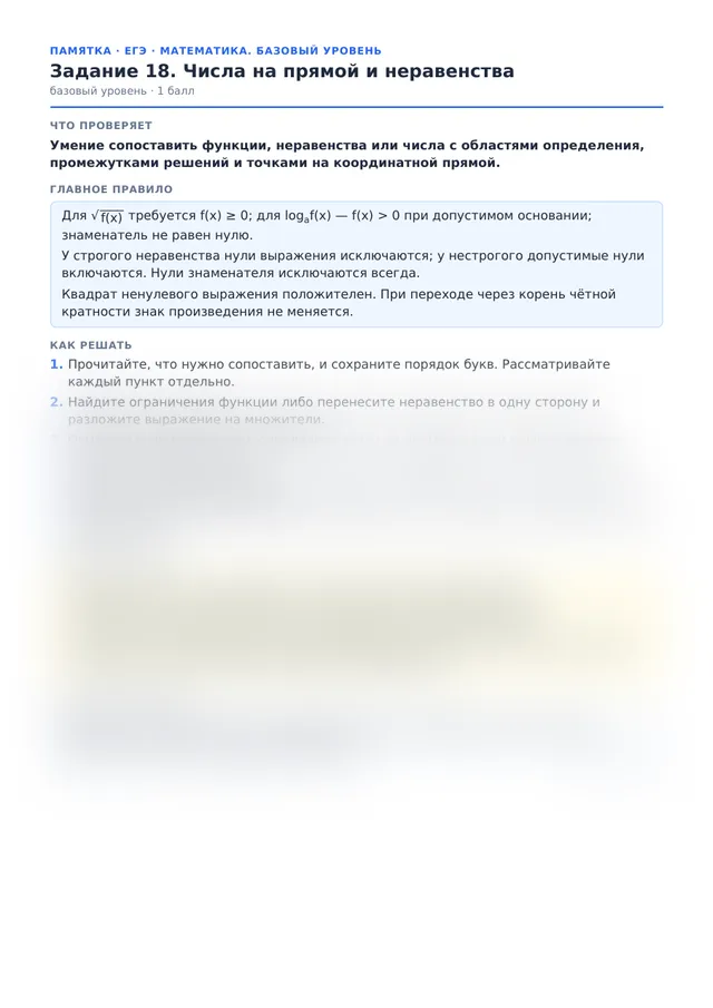 Начало памятки к заданию 18