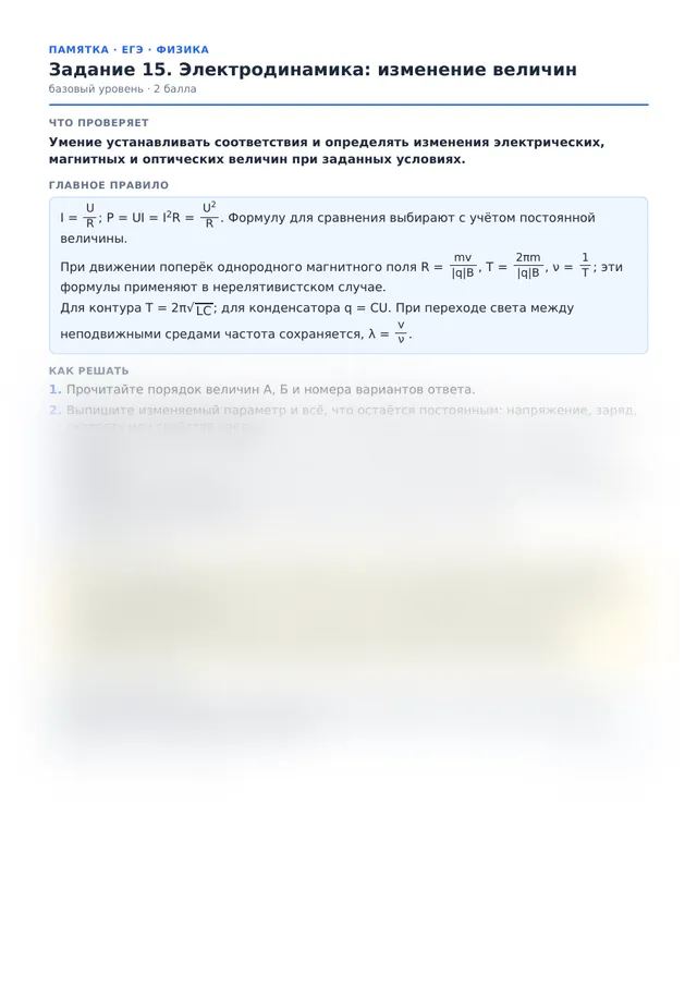 Начало памятки к заданию 15
