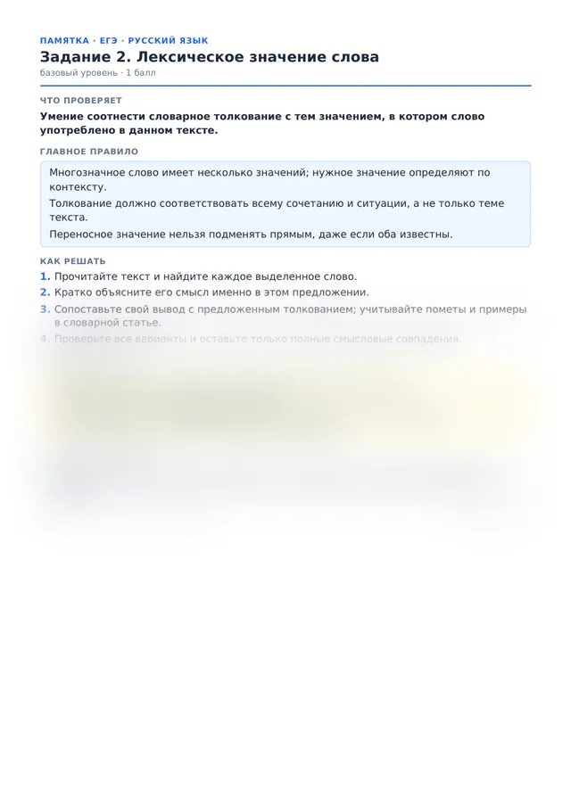 Начало памятки к заданию 2