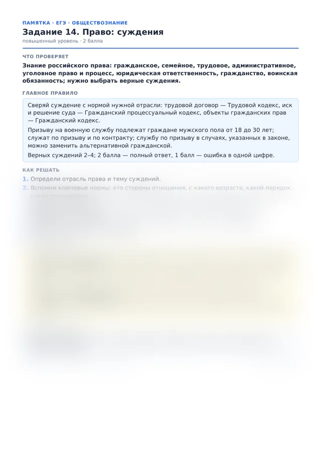 Начало памятки к заданию 14