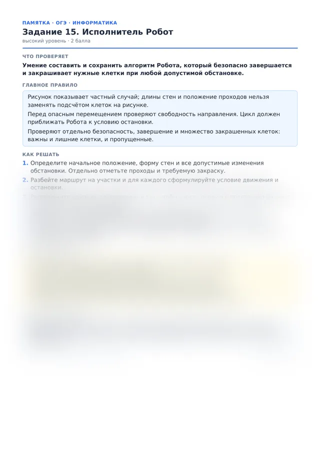 Начало памятки к заданию 15