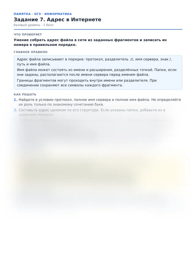 Начало памятки к заданию 7
