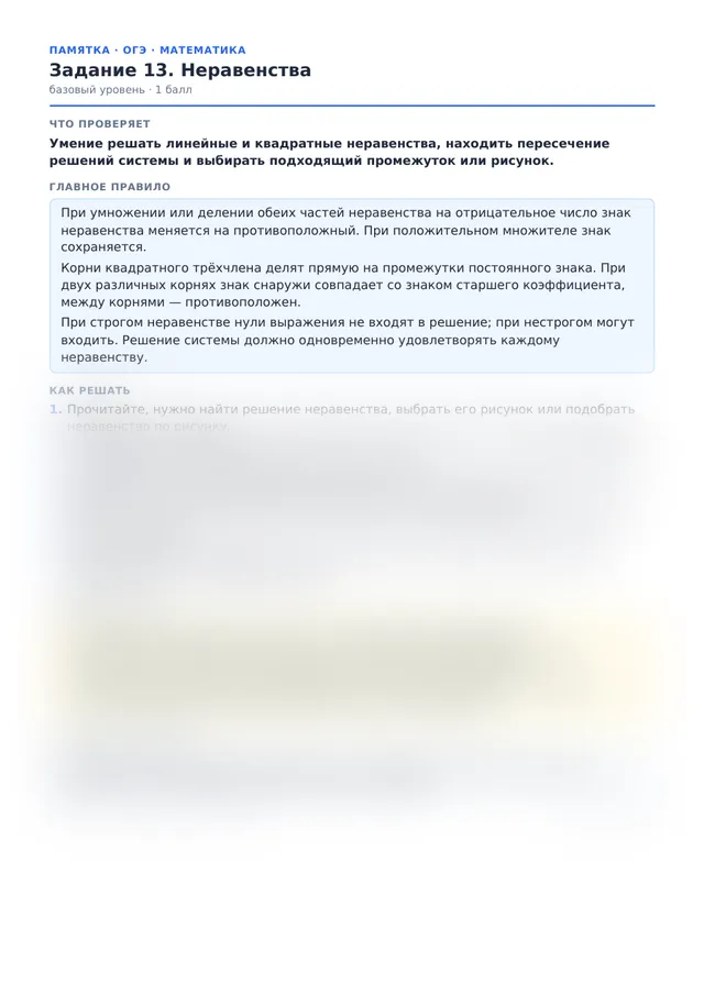 Начало памятки к заданию 13