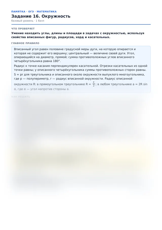 Начало памятки к заданию 16