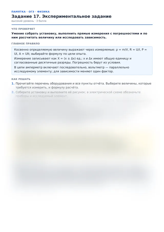 Начало памятки к заданию 17