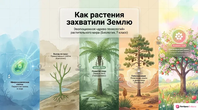 Обложка презентации к уроку «Развитие растительного мира»