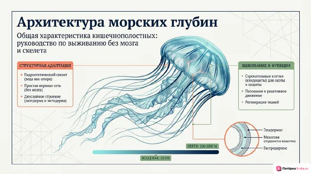 Обложка презентации к уроку «Общая характеристика кишечнополостных»