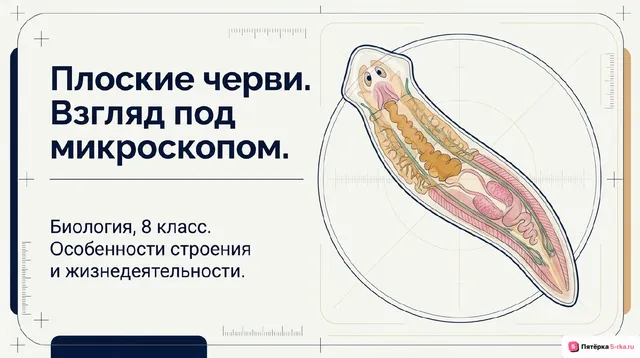 Обложка презентации к уроку «Особенности организации плоских червей»