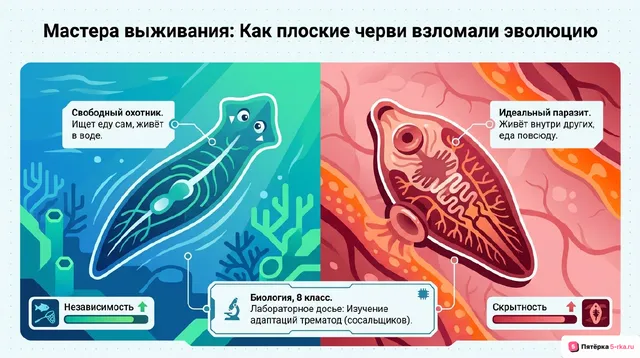 Обложка презентации к уроку «Приспособление плоских червей к паразитизму»