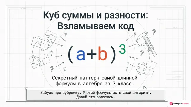 Обложка презентации к уроку «Куб суммы и куб разности двух выражений»