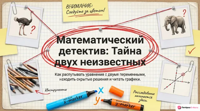 Обложка презентации к уроку «Уравнение с двумя переменными»