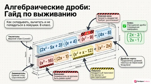 Обложка презентации к уроку «Сложение и вычитание алгебраических дробей»