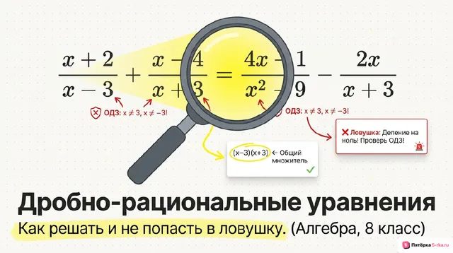 Обложка презентации к уроку «Решение дробно-рациональных уравнений, сводящихся к квадратным уравнениям»