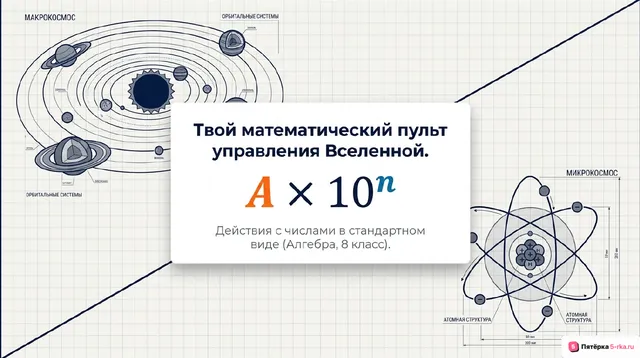 Обложка презентации к уроку «Действия с числами, записанными в стандартном виде»