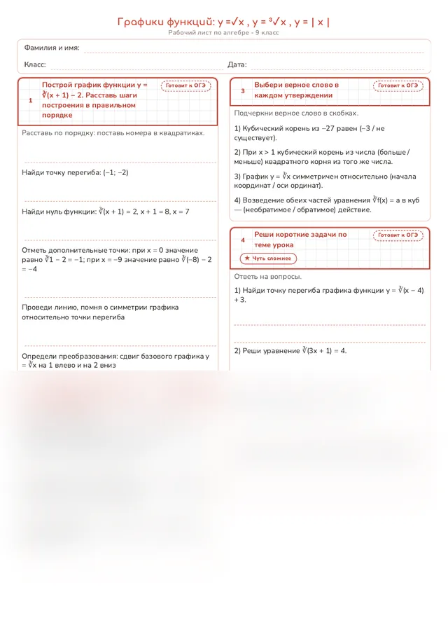 Начало рабочего листа