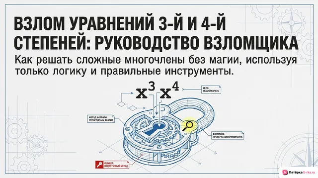 Обложка презентации к уроку «Примеры применений методов равносильных преобразований, замены переменной, графического метода при решении уравнений 3-й и 4-й степеней»