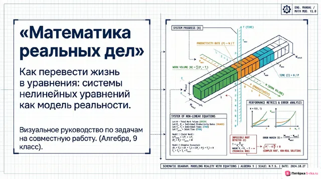 Обложка презентации к уроку «Система двух нелинейных уравнений с двумя переменными как модель реальной ситуации»