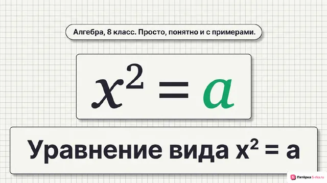 Обложка презентации к уроку «Уравнение вида x² = a»
