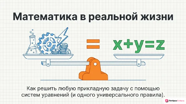 Обложка презентации к уроку «Решение прикладных задач с помощью системы линейных уравнений»