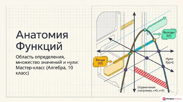Обложка презентации к уроку «Область определения и множество значений функции»