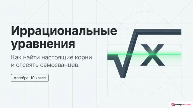 Обложка презентации к уроку «Иррациональные уравнения»