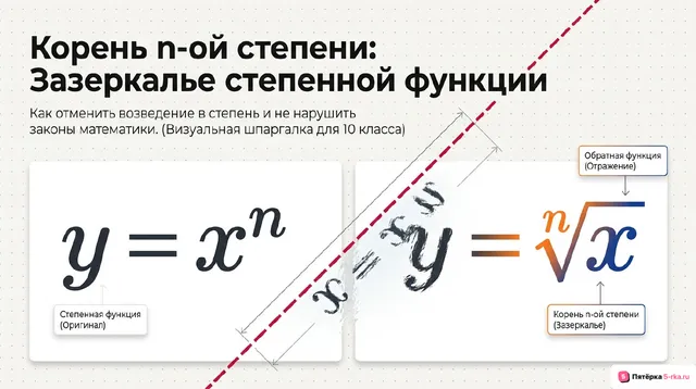Обложка презентации к уроку «Свойства и график корня n-ой степени как функции обратной степени с натуральным показателем»