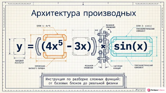 Обложка презентации к уроку «Производная суммы, произведения, частного и композиции функций»