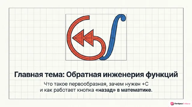 Обложка презентации к уроку «Первообразная, основное свойство первообразных»