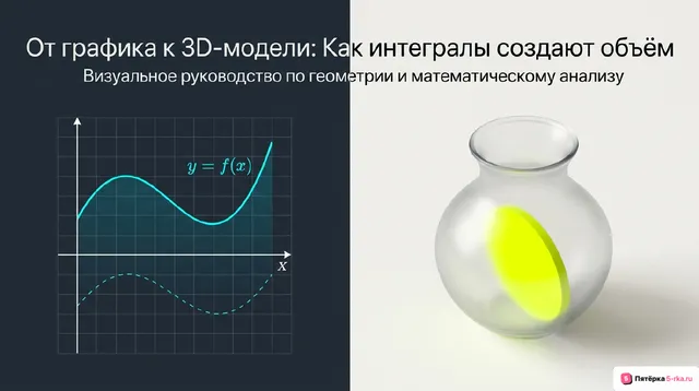 Обложка презентации к уроку «Применение интеграла для нахождения объёмов геометрических тел»