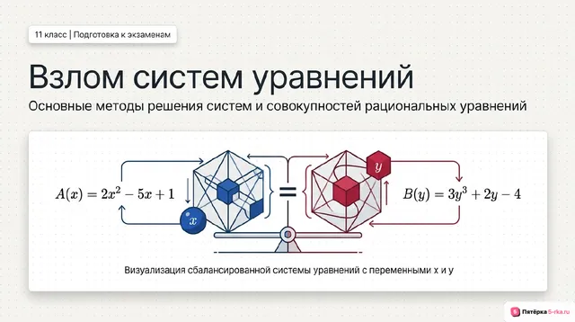 Обложка презентации к уроку «Основные методы решения систем и совокупностей рациональных уравнений»