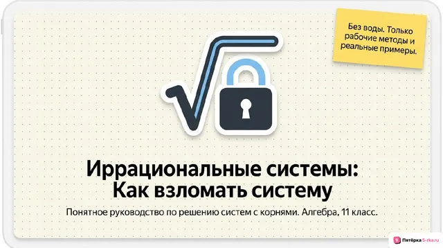 Обложка презентации к уроку «Основные методы решения систем и совокупностей иррациональных уравнений»