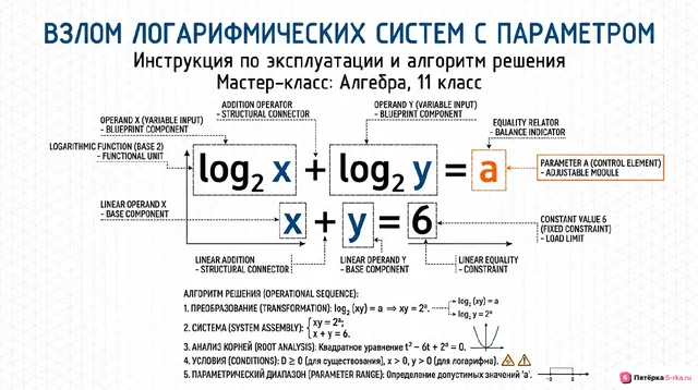 Обложка презентации к уроку «Логарифмические системы с параметрами»