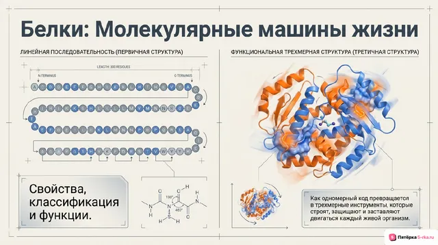 Обложка презентации к уроку «Свойства, классификация и функции белков»