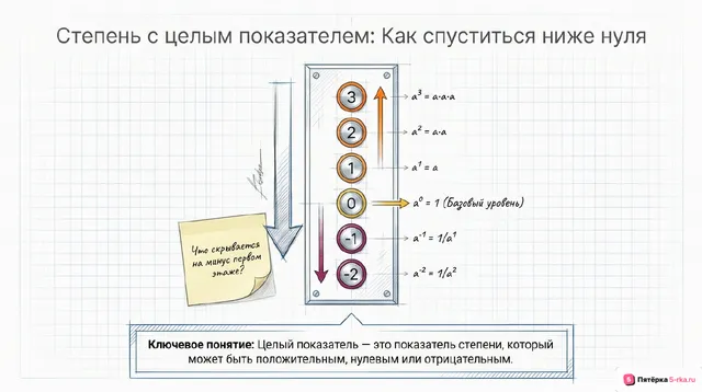 Обложка презентации к уроку «Степень с целым показателем»