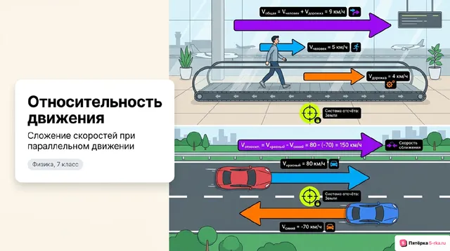 Обложка презентации к уроку «Относительность движения»
