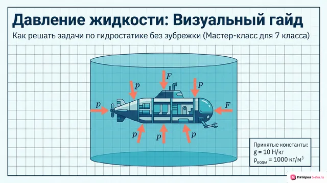 Обложка презентации к уроку «Решение задач по теме "Давление жидкости"»