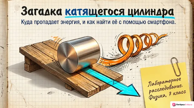 Обложка презентации к уроку «Урок-эксперимент "Экспериментальное определение изменения кинетической и потенциальной энергии при скатывании тела по наклонной плоскости"»