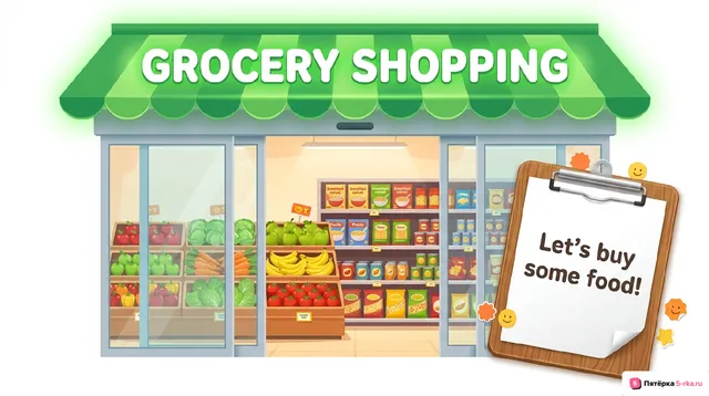 Обложка презентации к уроку «Покупки (продукты питания)»