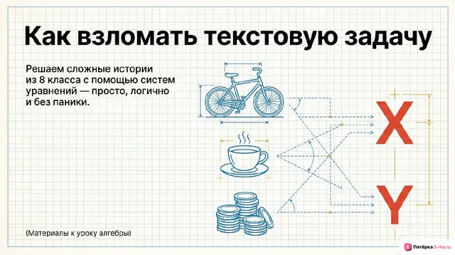 Обложка презентации к уроку «Решение текстовых задач с помощью систем уравнений»