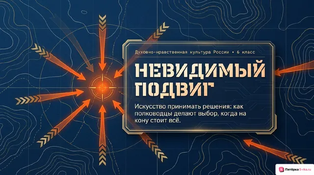 Обложка презентации к уроку «Подвиг на войне: искусство полководца принимать решения»