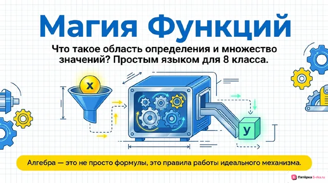 Обложка презентации к уроку «Область определения и множество значений функции»