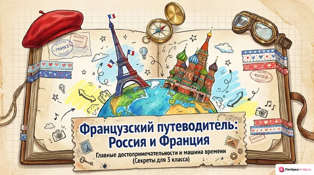 Обложка презентации к уроку «Родная страна и страны изучаемого языка (главные достопримечательности России и Франции)»