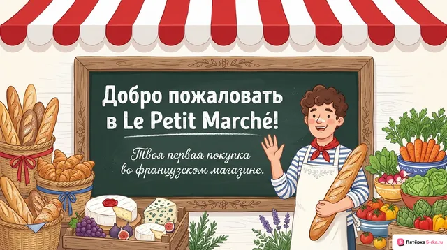 Обложка презентации к уроку «Покупки: продукты питания (идем в магазин за покупками)»