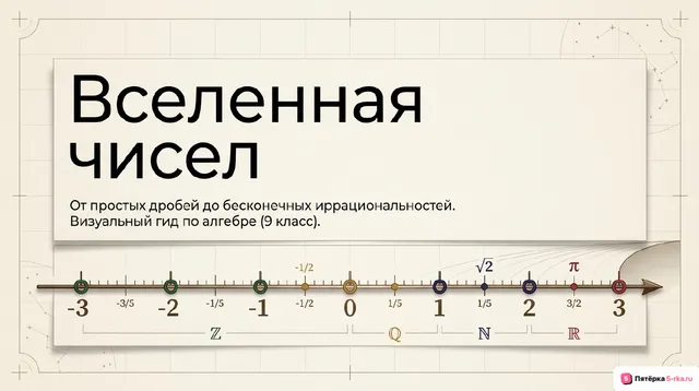 Обложка презентации к уроку «Рациональные числа, иррациональные числа, конечные и бесконечные десятичные дроби»