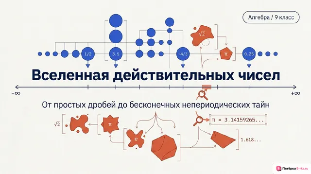 Обложка презентации к уроку «Множество действительных чисел; действительные числа как бесконечные десятичные дроби»