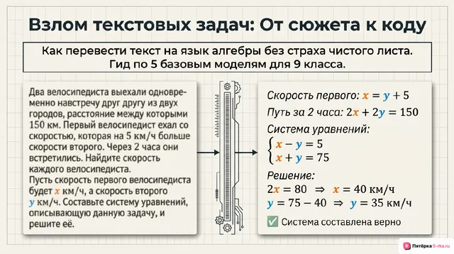 Обложка презентации к уроку «Решение текстовых задач алгебраическим способом»