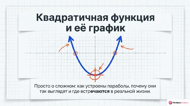Обложка презентации к уроку «Квадратичная функция, её график и свойства»
